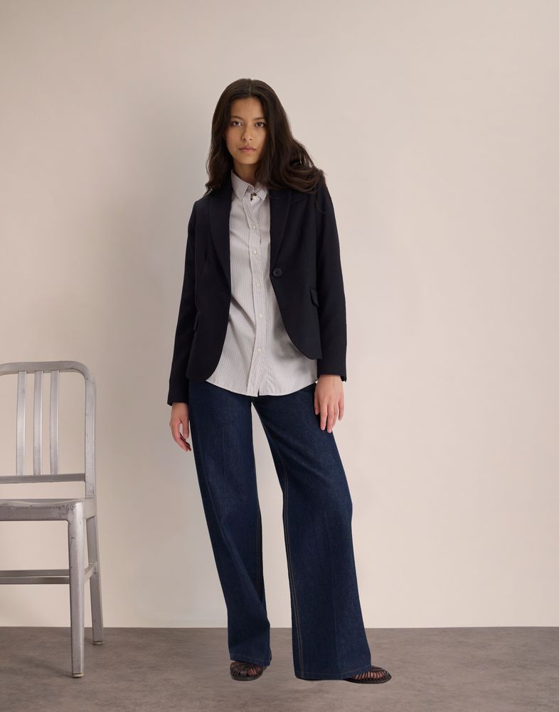 Veste Nicoletta en laine bleu marine