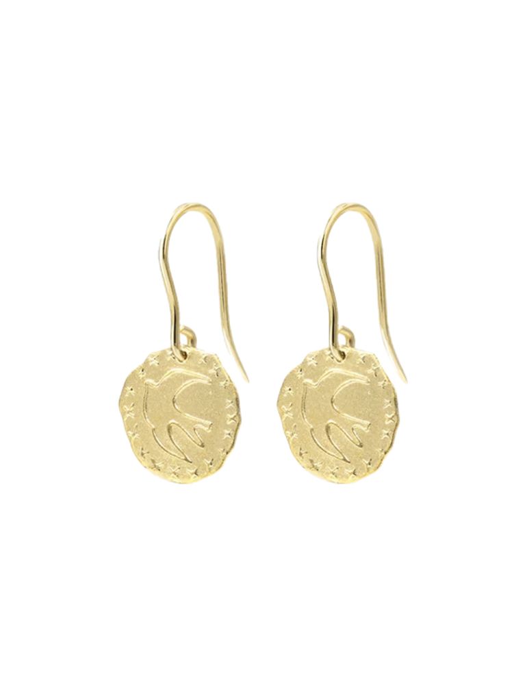 Ines De La Fressange Boucles Lutèce Motif Colombe Plaqué Or In Gold