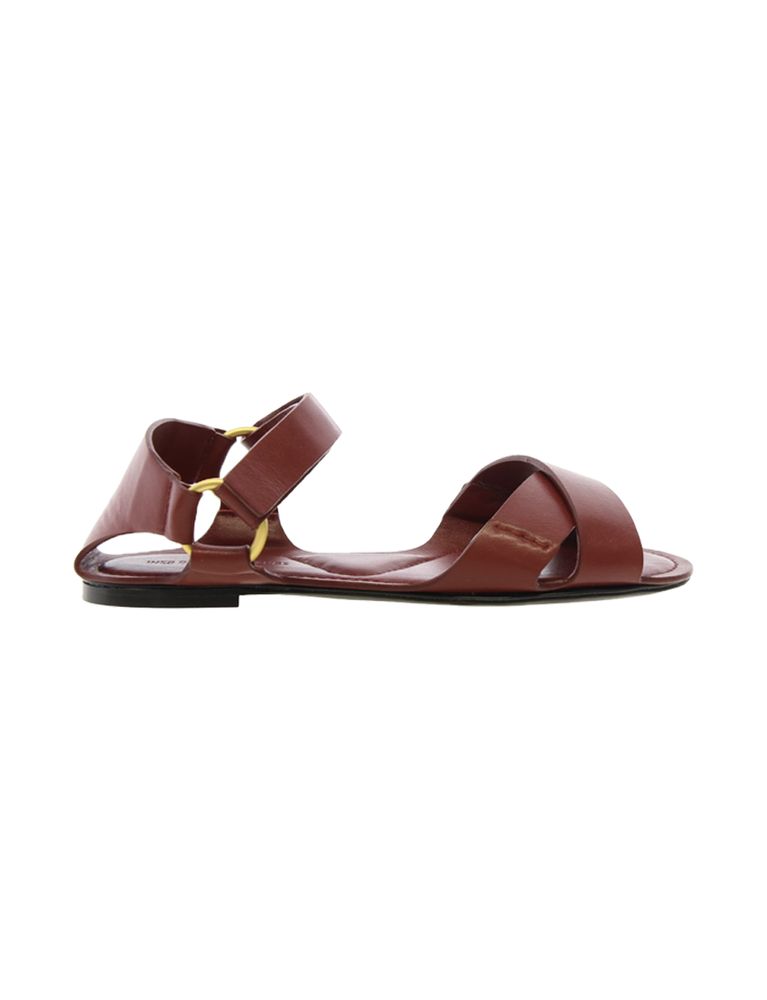 Ines De La Fressange Sandale Plate Ouverte Rouge Cardinal