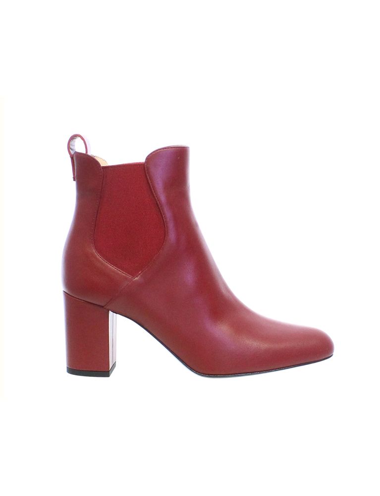 Ines De La Fressange Bottines À Talons En Cuir In Red