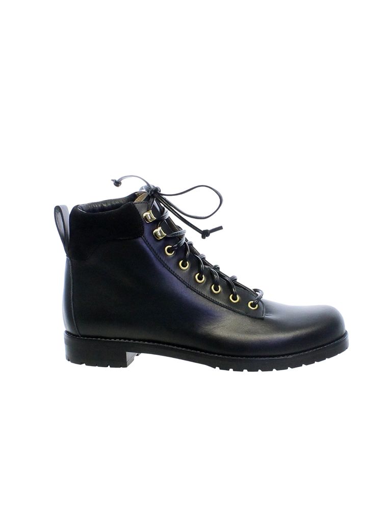 Ines De La Fressange Bottes De Montagne Noires En Cuir In Black