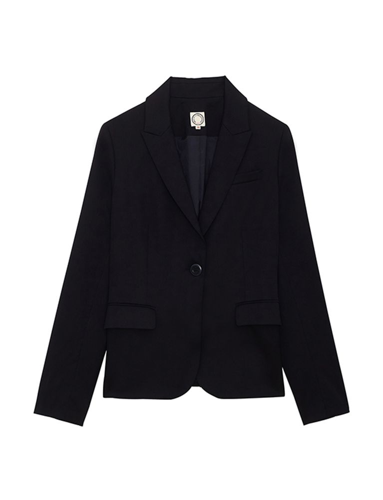 Ines De La Fressange Veste Nicoletta En Laine Bleu Marine In Black