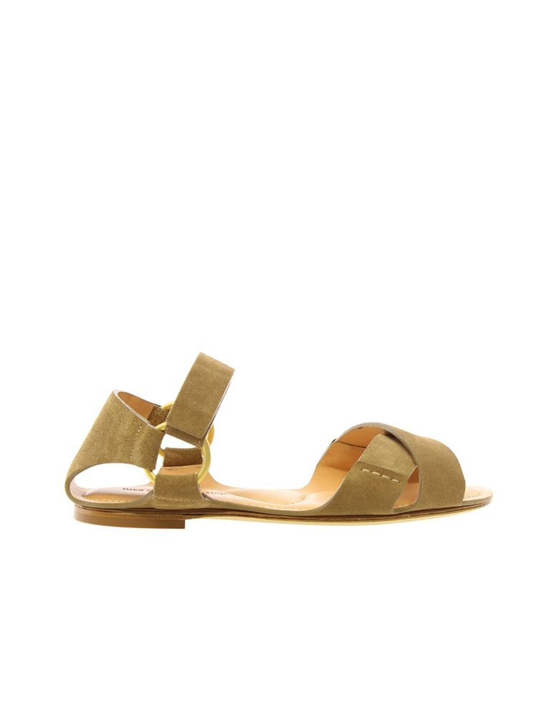 Ines De La Fressange Sandale Plate Sable In Green