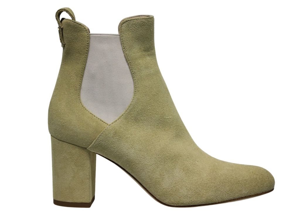 Ines De La Fressange Bottines Chelsea À Talon Beiges In Green