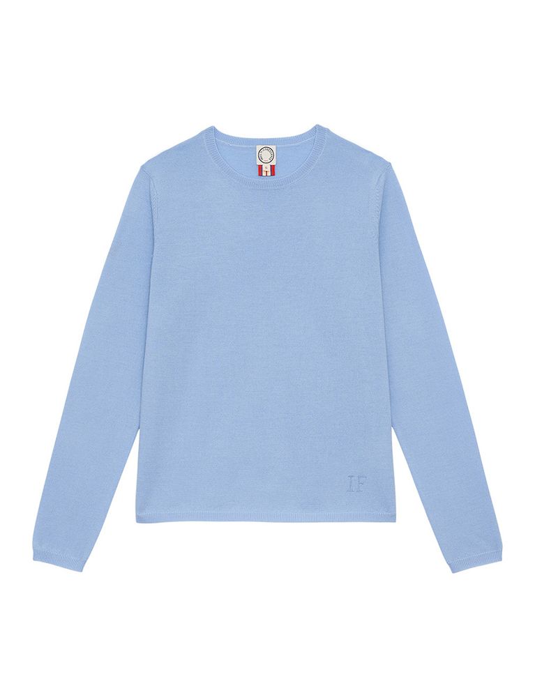 Ines De La Fressange Pull Angelina Laine Mérinos Bleu Ciel In Blue