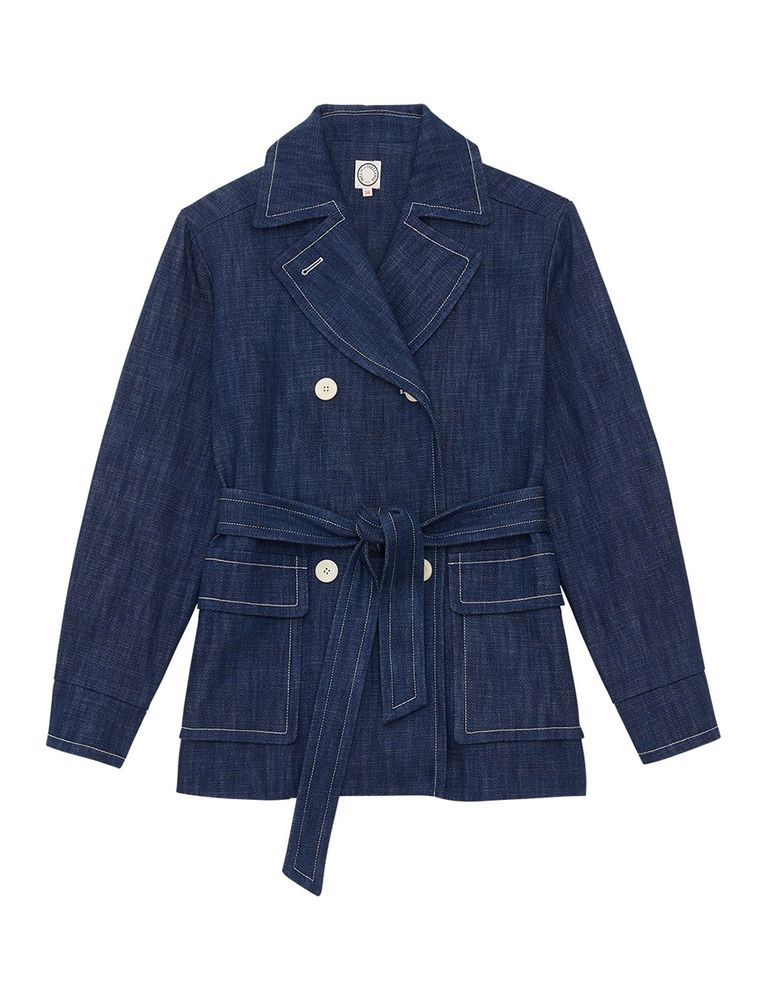 Ines De La Fressange Manteau Romaric Bleu Denim In Blue