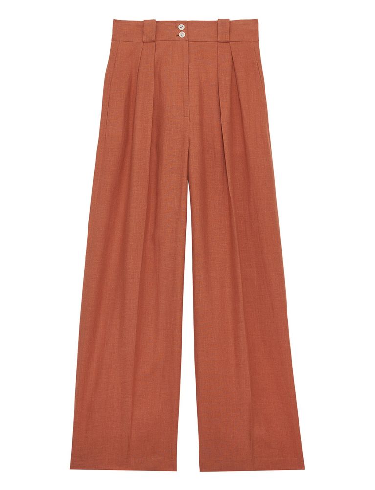 Ines De La Fressange Pantalon Marlène En Lin Caramel