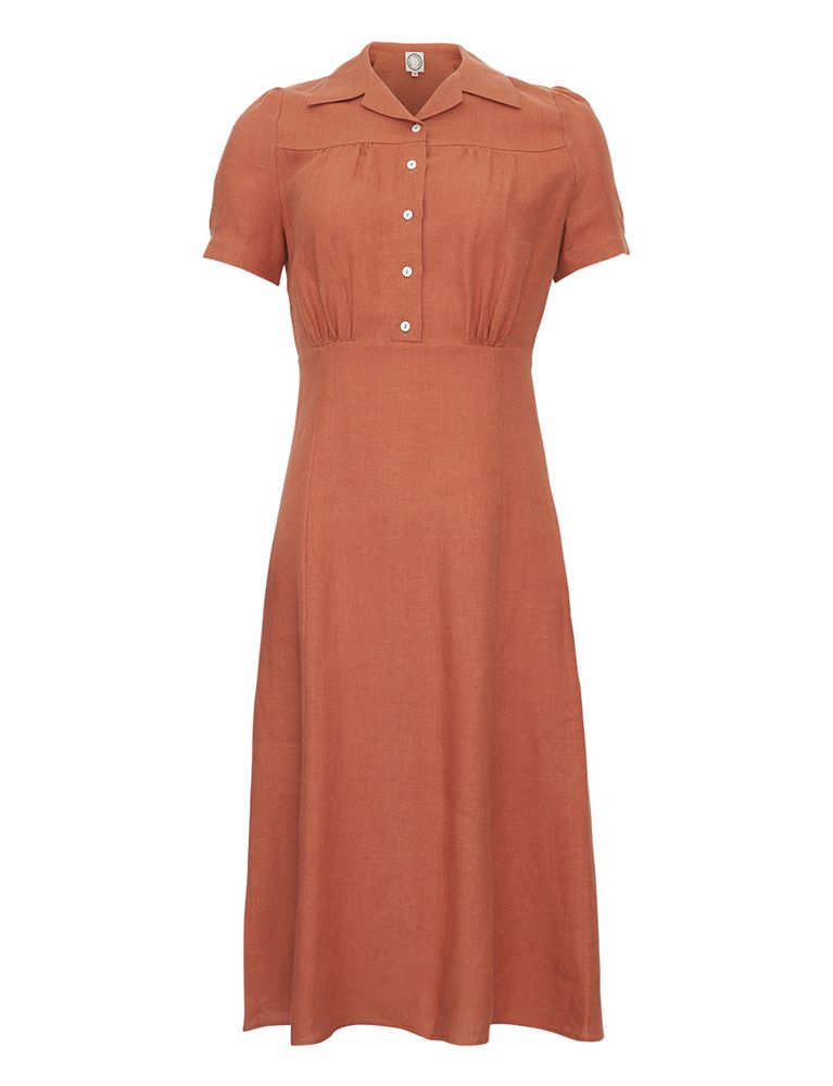 Ines De La Fressange Robe Angèle En Lin Caramel