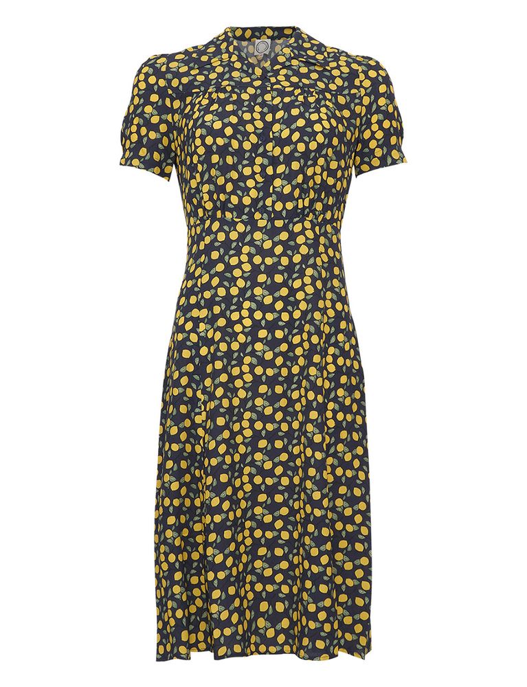 Ines De La Fressange Robe Angèle Imprimé Lemon-navy