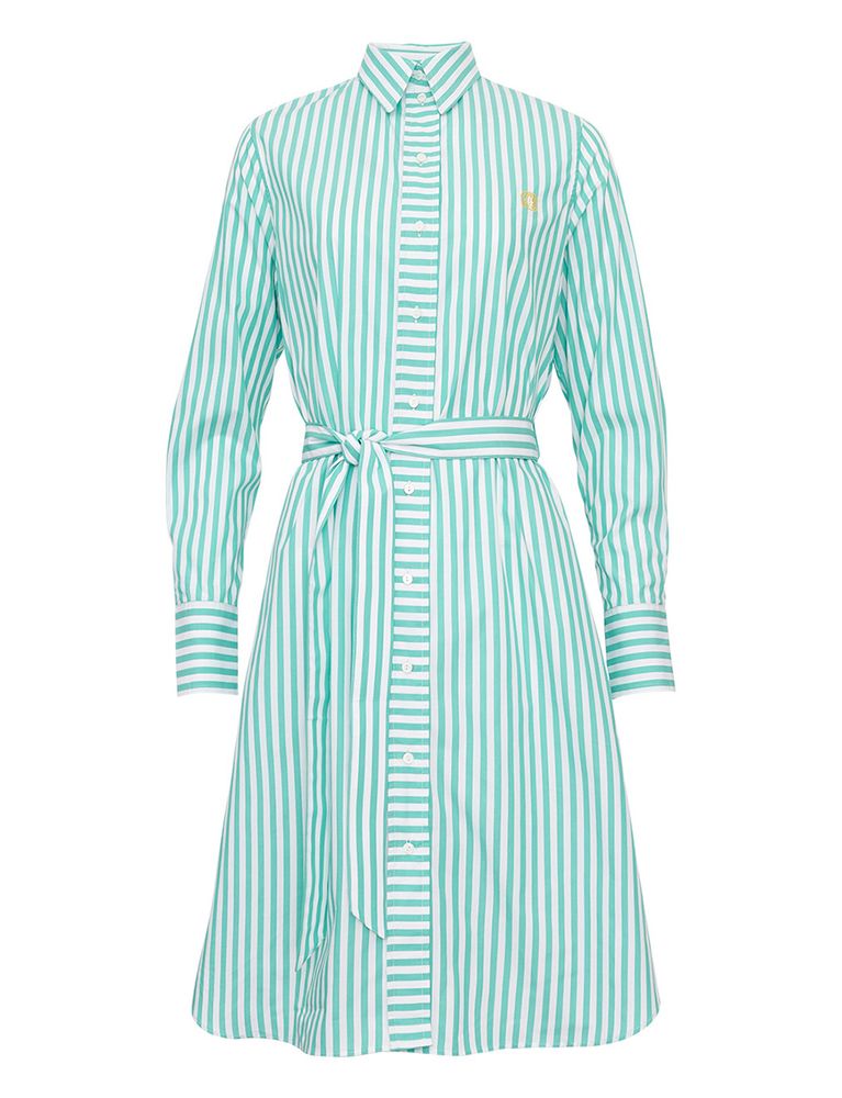 Ines De La Fressange Robe-chemise Amour Blanche Et Turquoise In Blue