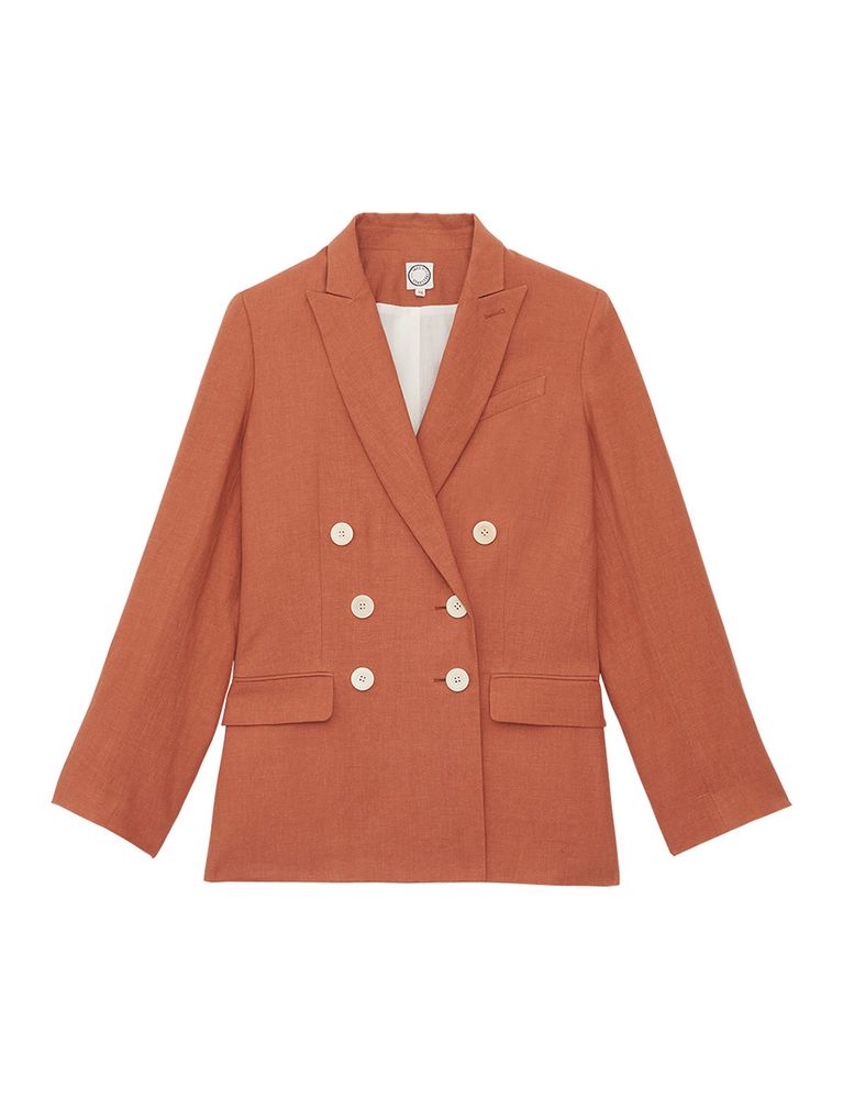 Ines De La Fressange Veste Ezio Lin Caramel In Brown