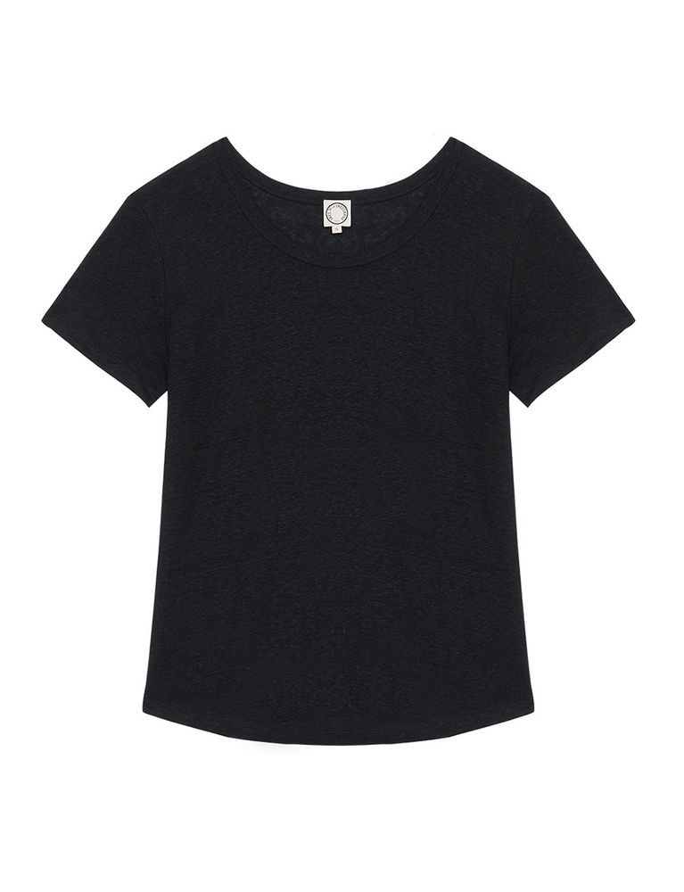 Ines De La Fressange Tee Shirt Lison En Lin Noir