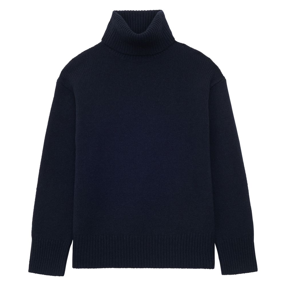 Ines De La Fressange Pull Aiden Col Roulé Laine Et Cachemire Marine