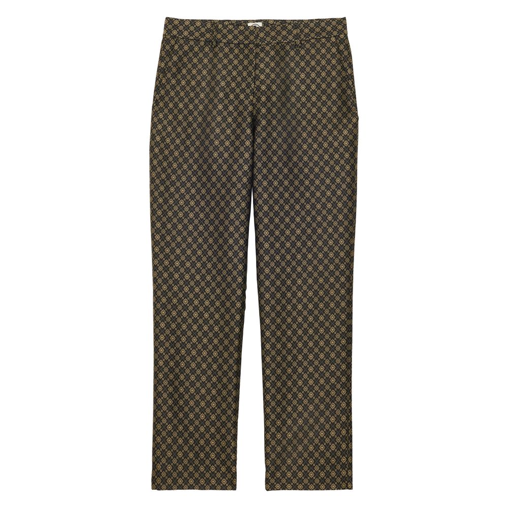 Ines De La Fressange Pantalon Audrey Tissage Jacquard Noir Et Doré In Multi