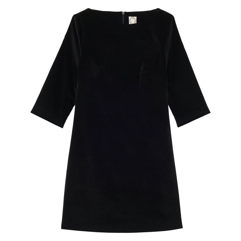 Ines De La Fressange Robe Megan En Velours Lisse Noir In Black