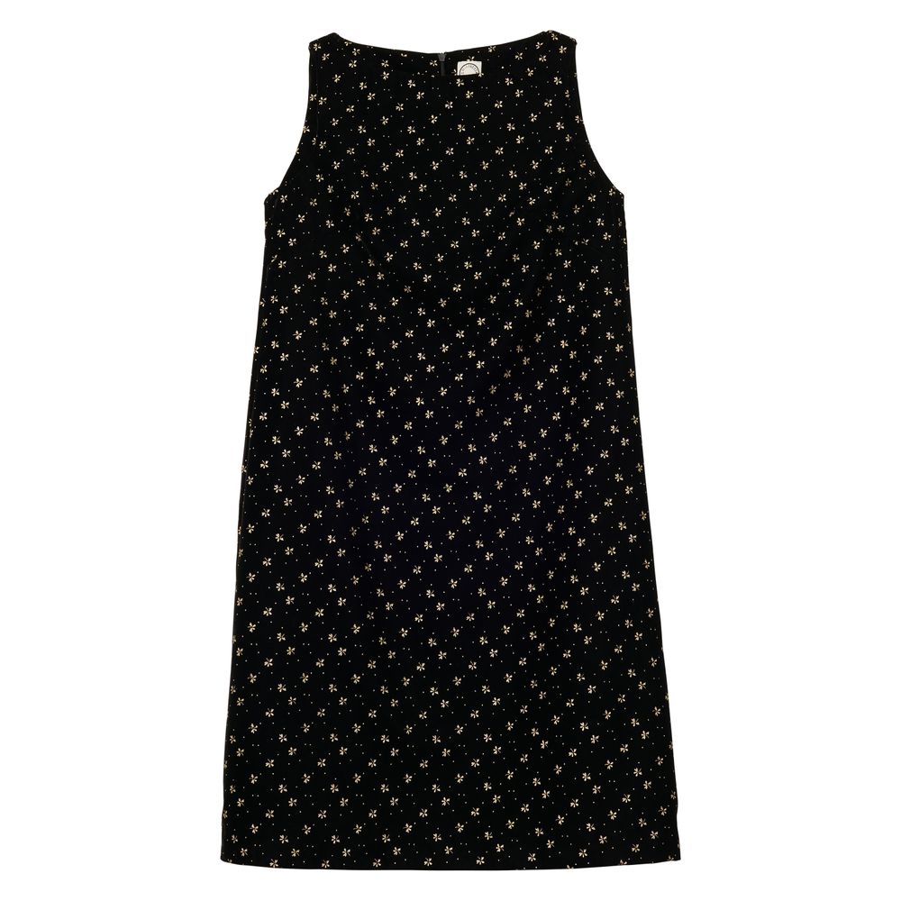Ines De La Fressange Robe Madeleine En Velours Lisse Noir, Imprimé Doré