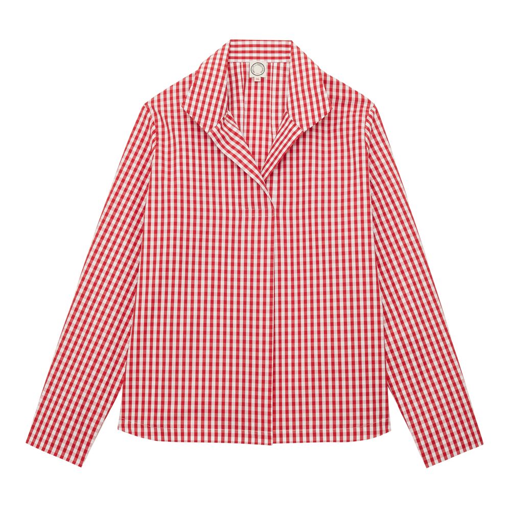 Ines De La Fressange Top Noa À Carreaux Vichy Rouge Et Blanc