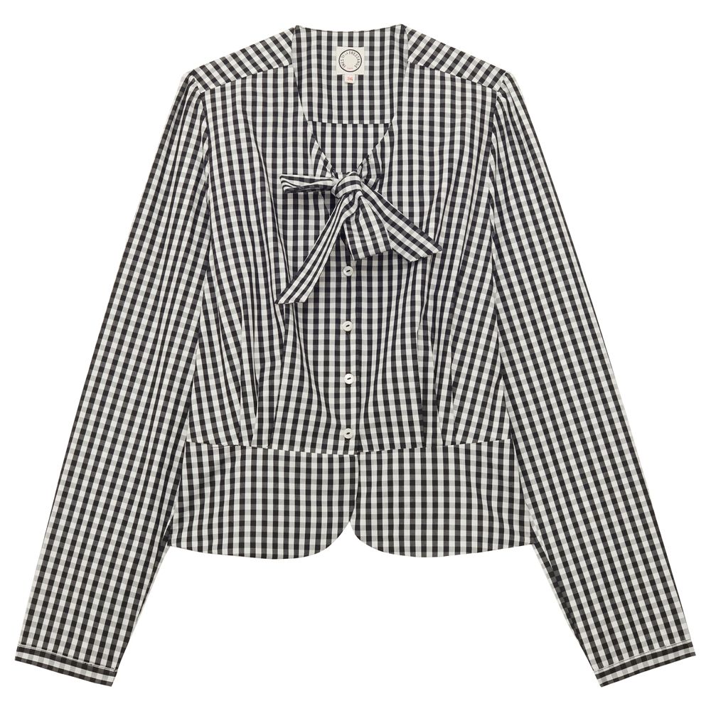 Ines De La Fressange Top-blouse Emeline À Carreaux Noirs Et Blancs