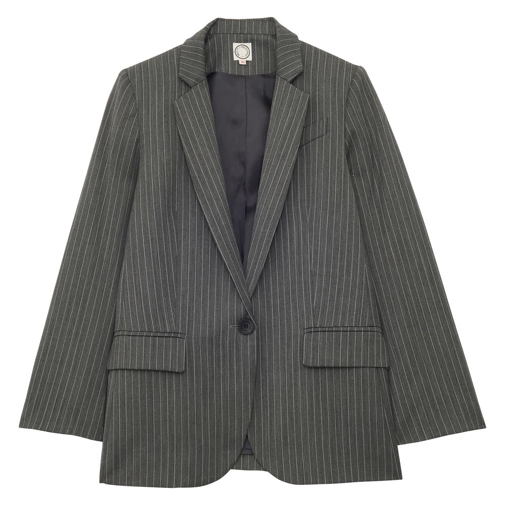 Ines De La Fressange Veste Bruna Grise À Rayures Blanches In Gray