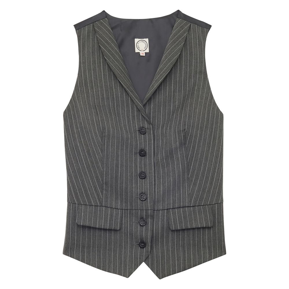 Ines De La Fressange Gilet Robinson Gris À Rayures Blanches