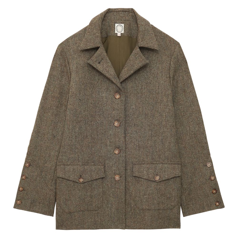 Ines De La Fressange Veste Jil En Lainage Vert Chiné In Brown