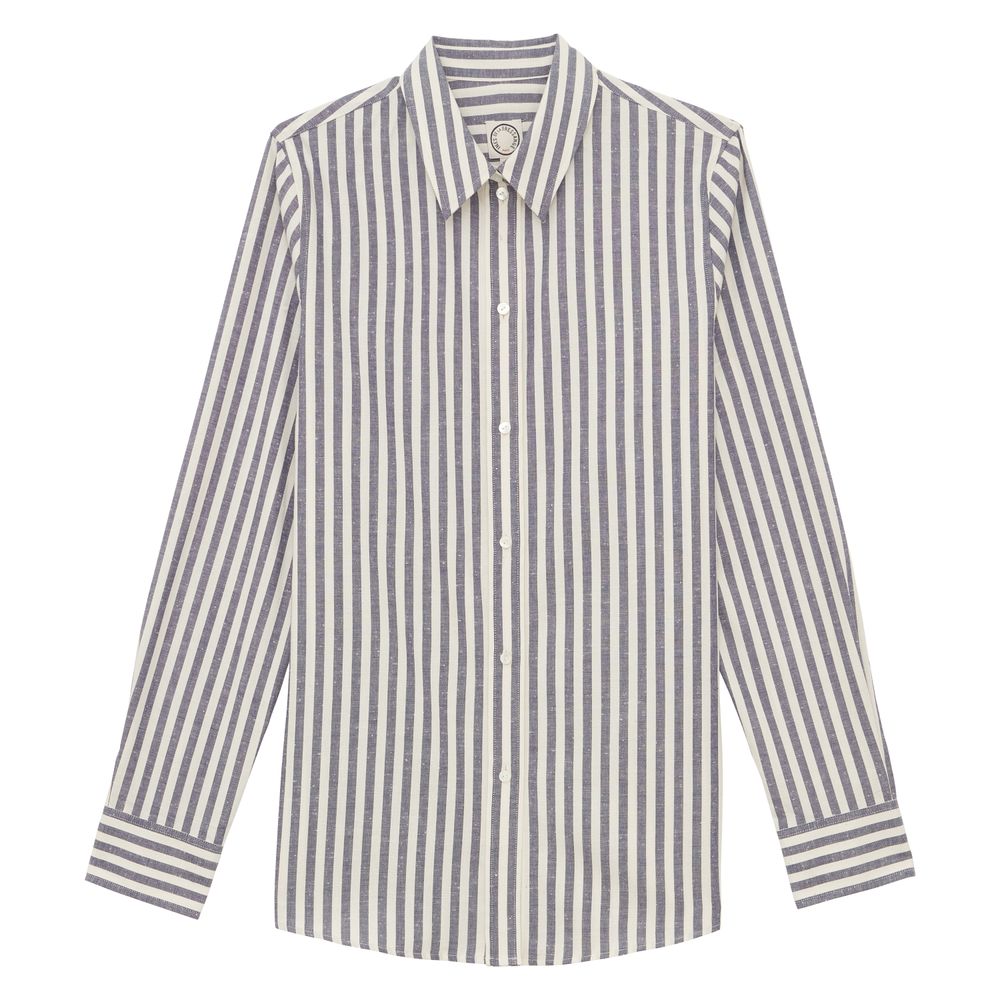 Ines De La Fressange Chemise Martin En Coton Bleue In Gray