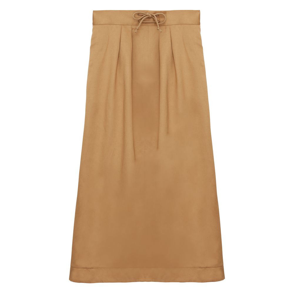 Ines De La Fressange Jupe Plissée Maud En Lin Mélangé Camel In Neutral