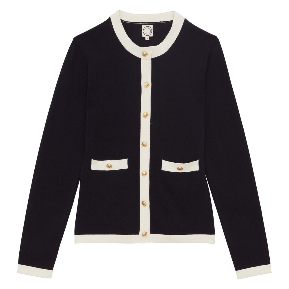 Ines De La Fressange Cardigan Corentin En Soie Et Coton Marine
