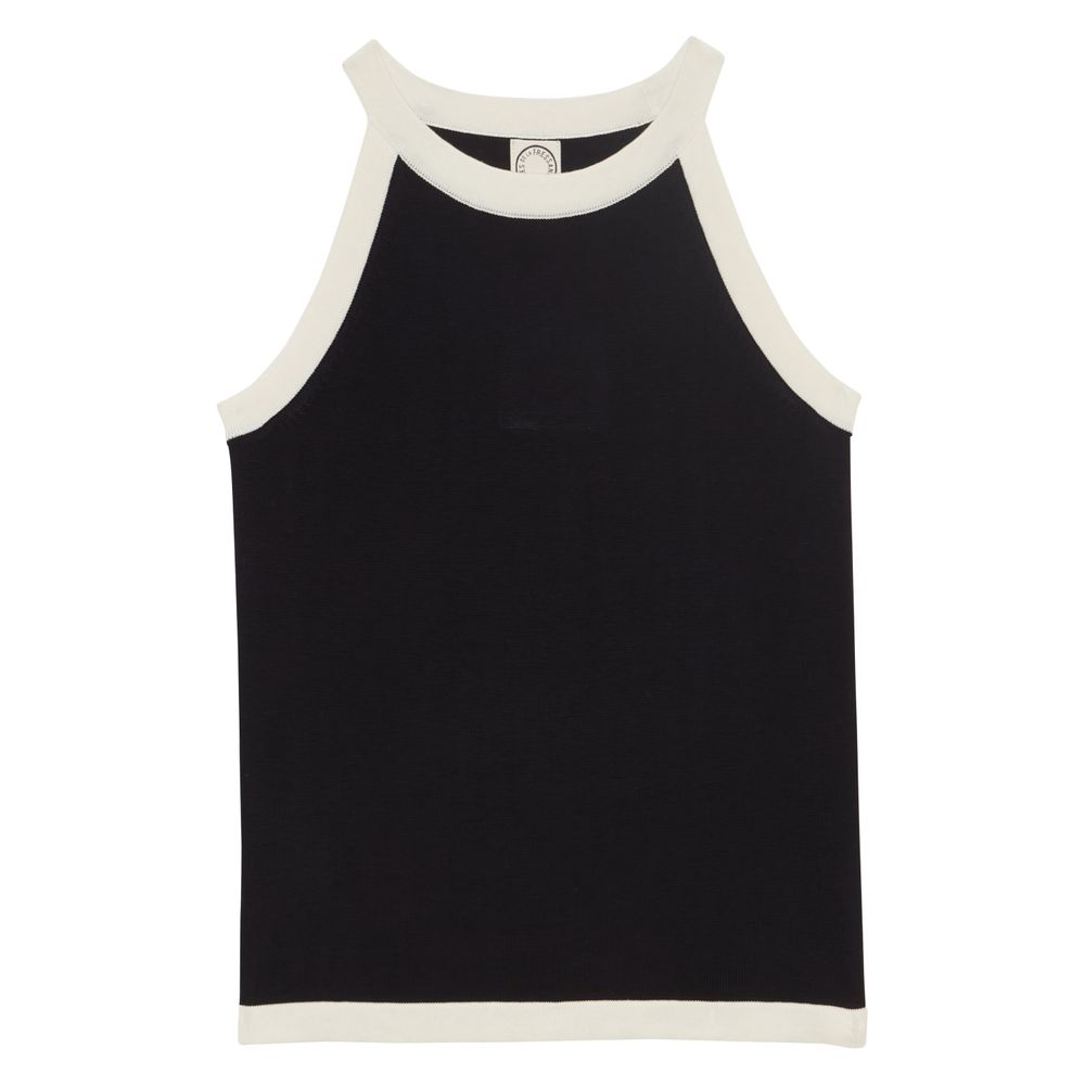 Ines De La Fressange Top Alvaro En Soie Et Coton Marine In Black