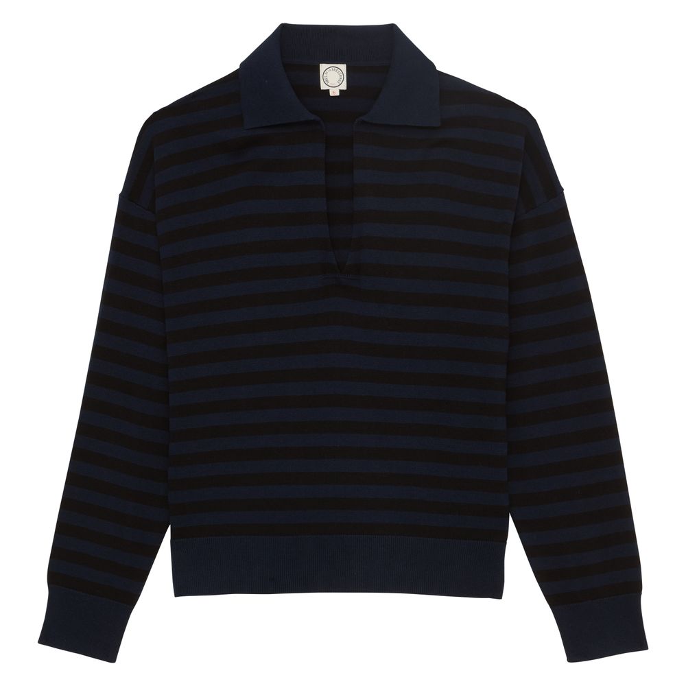Ines De La Fressange Pull Teo En Coton Marine À Rayures In Multi