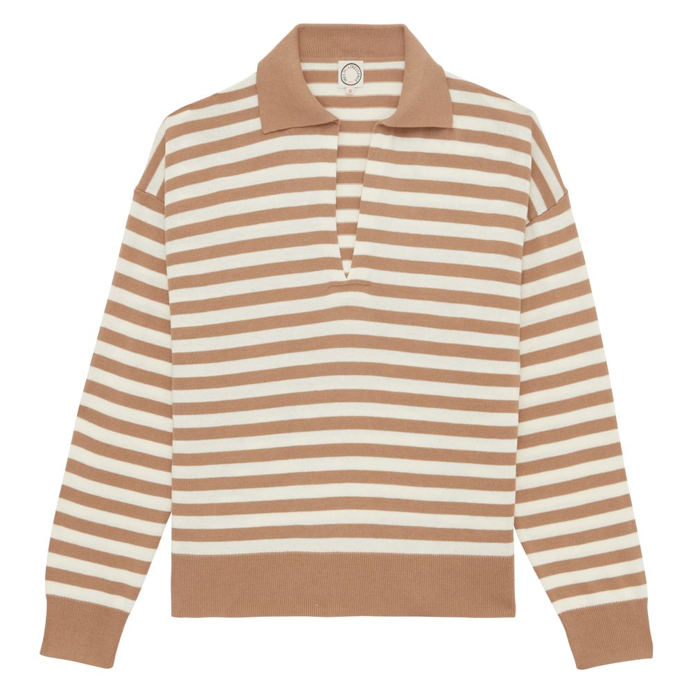 Ines De La Fressange Pull Teo En Coton Beige À Rayures