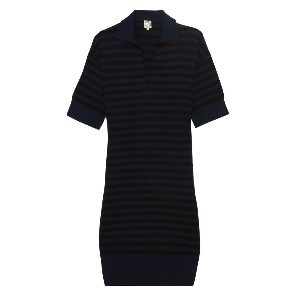 Ines De La Fressange Robe Océane En Coton Marine À Rayures