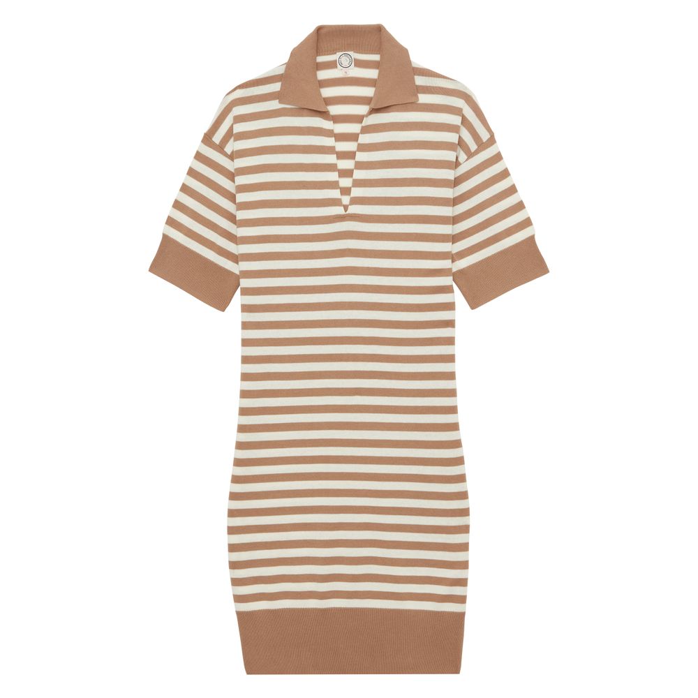 Ines De La Fressange Robe Océane En Coton Beige À Rayures