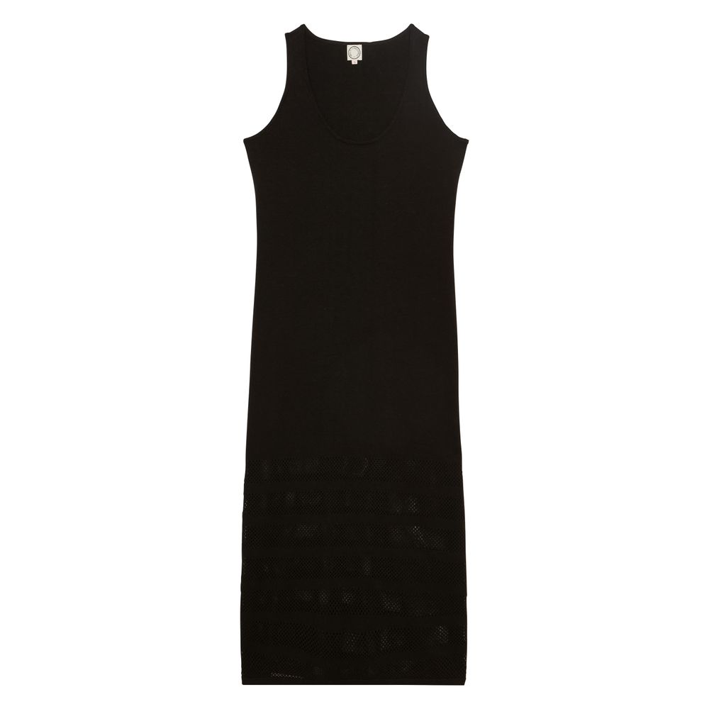 Ines De La Fressange Robe Casilda En Lin Noire À Rayures In Black