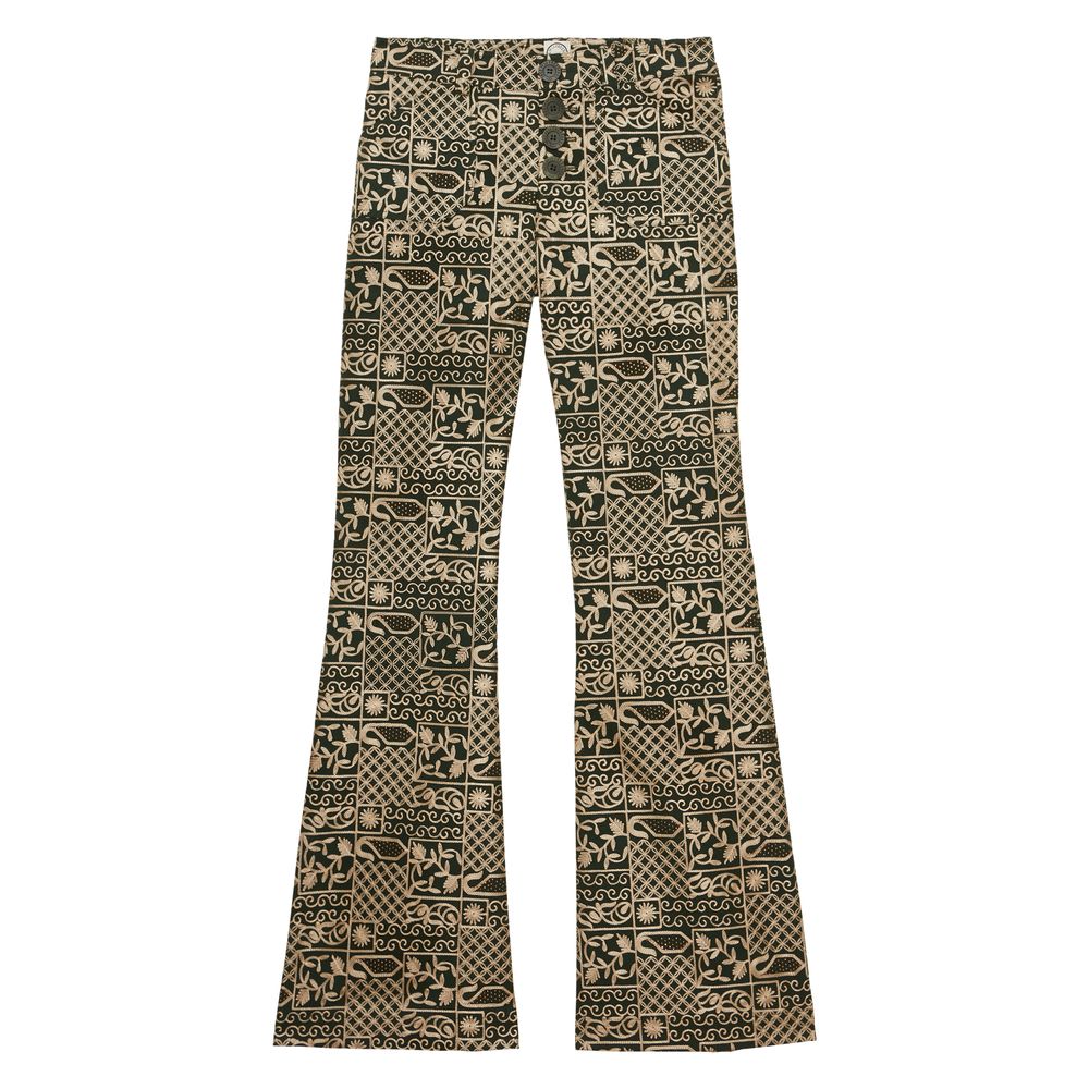 Ines De La Fressange Pantalon Charlotte En Coton Brodé Vert In Multi