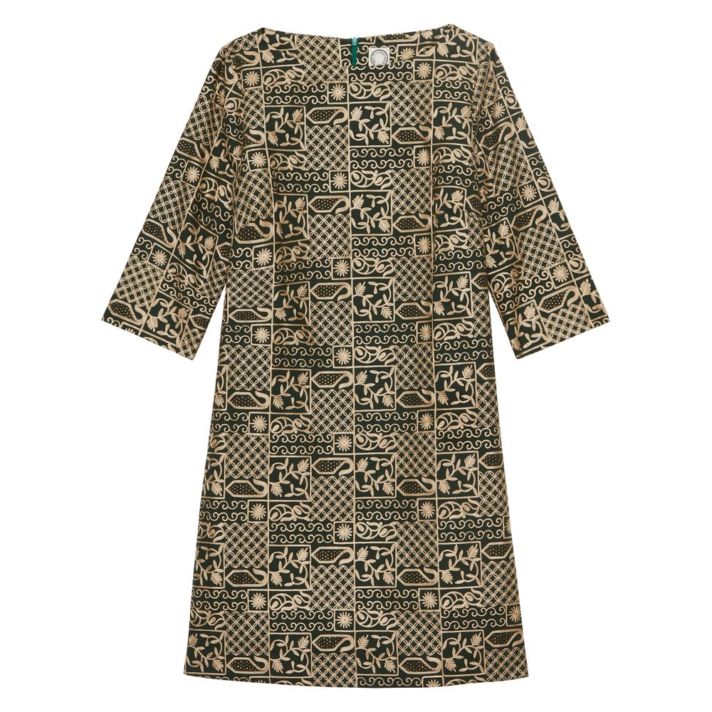 Ines De La Fressange Robe Megan En Coton Brodé Verte