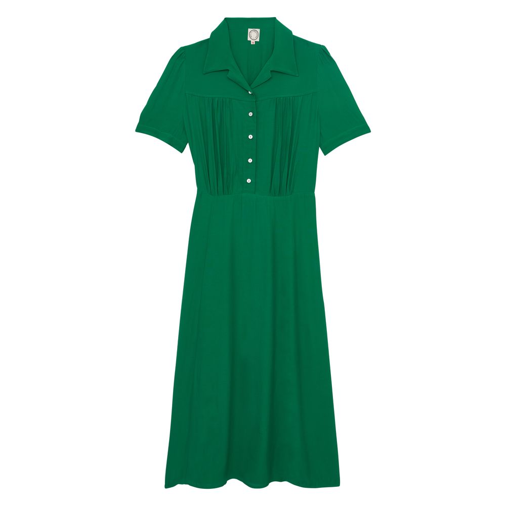 Ines De La Fressange Robe Angèle Verte À Motif Feuille De Chêne In Green