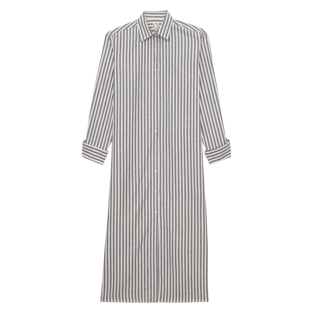 Ines De La Fressange Robe Douglas En Coton Bleue À Rayures Épaisses In Multi