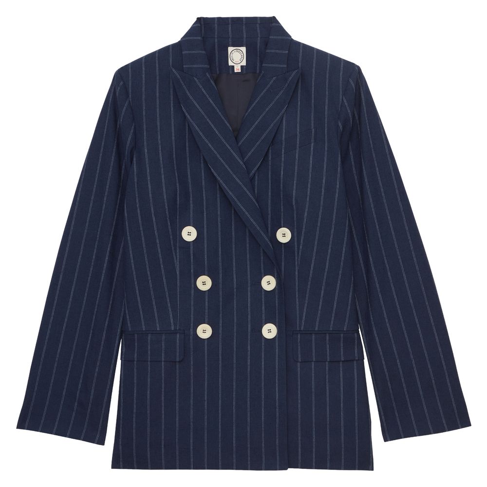 Ines De La Fressange Veste Ezio En Lin Mélangé Marine In Blue