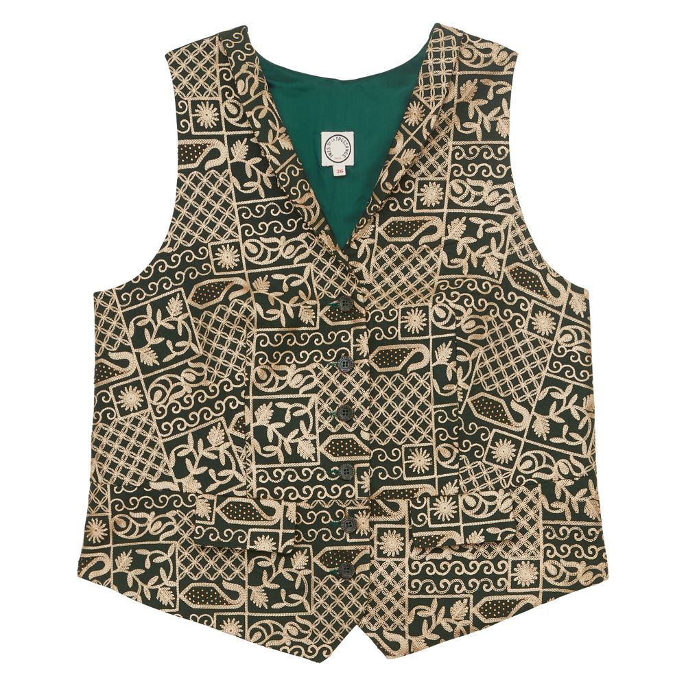 Ines De La Fressange Gilet Robinson En Coton Brodé Vert