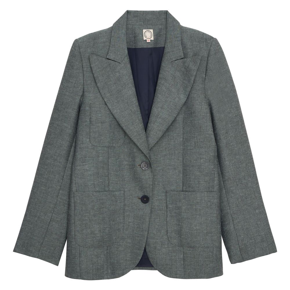 Ines De La Fressange Veste Thadee En Lin Mélangé Grise In Gray