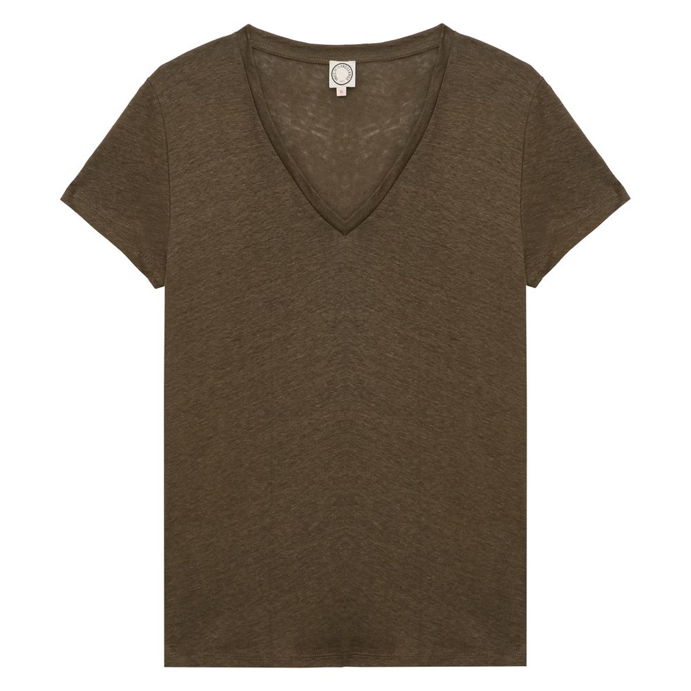 Ines De La Fressange T-shirt Apolline En Lin Kaki In Brown