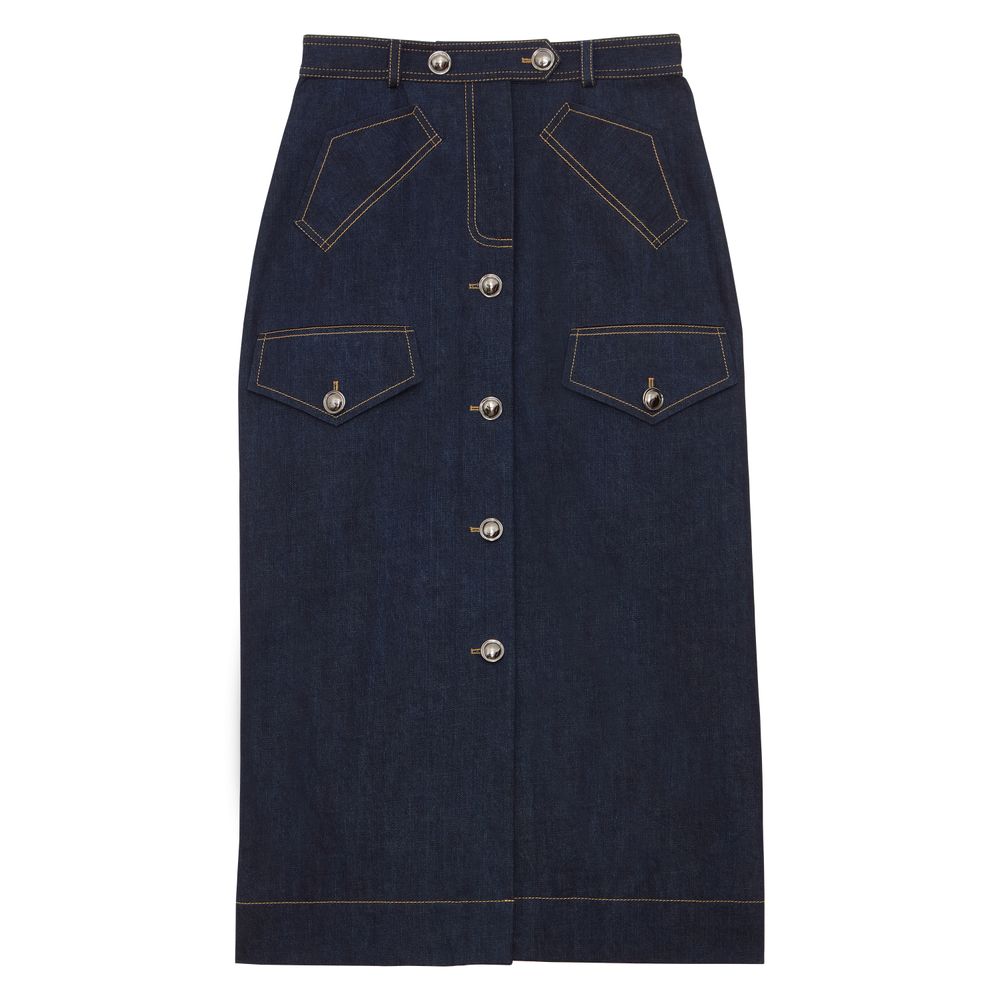 Ines De La Fressange Jupe Longue Eral En Coton In Blue