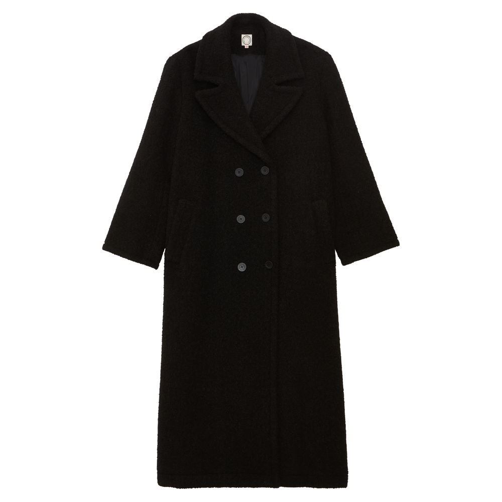 Ines De La Fressange Manteau Denise En Lainage À Chevrons In Black