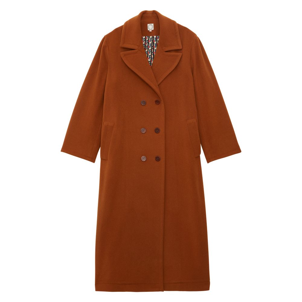 Ines De La Fressange Manteau Denise En Lainage À Chevrons In Brown
