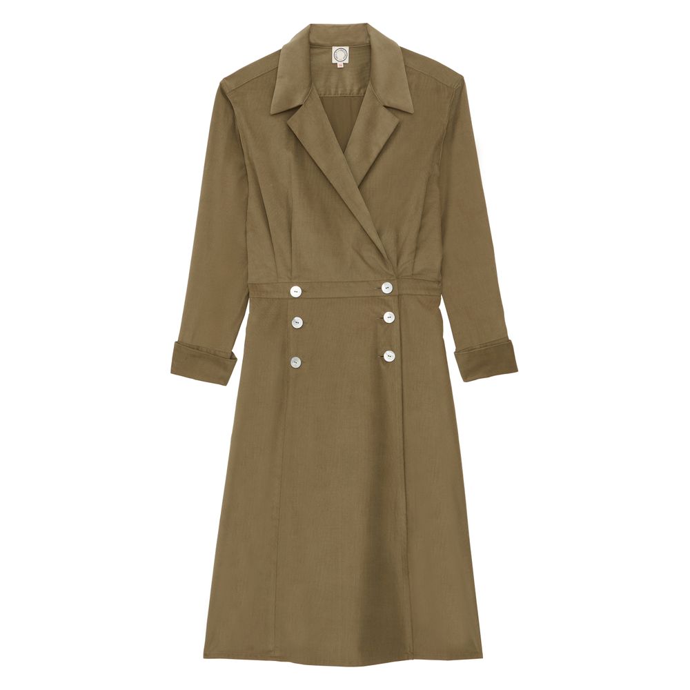 Ines De La Fressange Robe Portefeuille Namo En Coton In Brown
