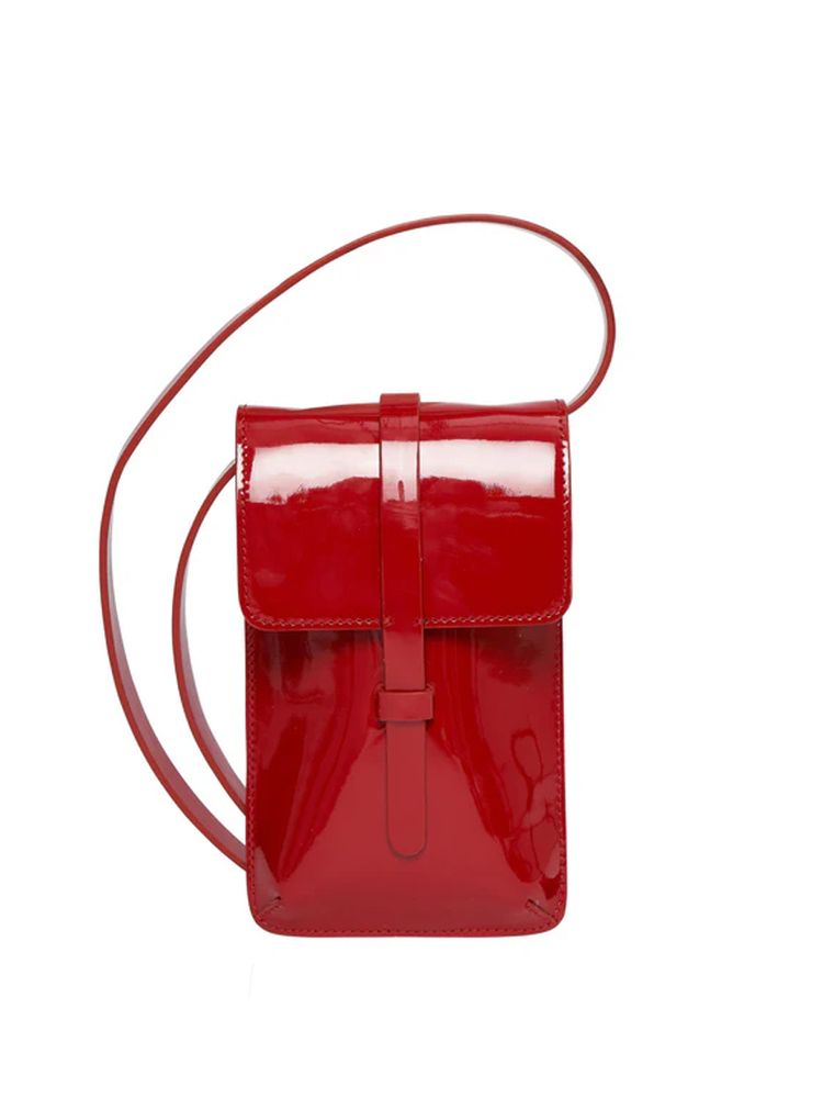 Ines De La Fressange Smartphone Bag Léonore Cuir Glacé Rouge
