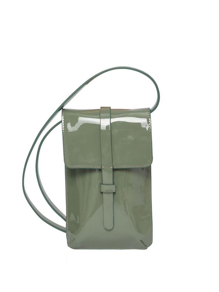 Ines De La Fressange Smartphone Bag Léonore Cuir Glacé Vert
