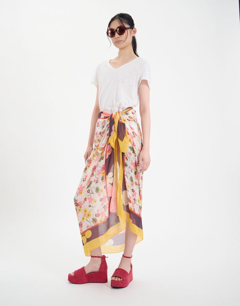 Pareo Flore en soie mlange fleurs jaunes 85 €