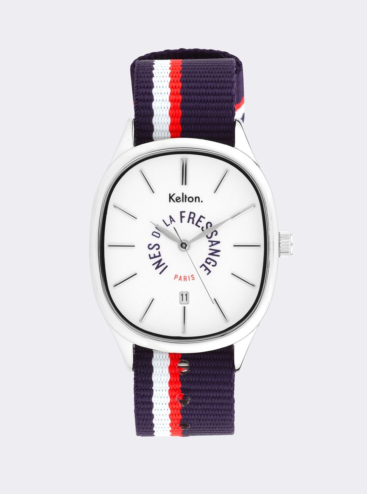 Ines De La Fressange Montre Grande Colorama Sport Navy Kelton X  Paris In Blue